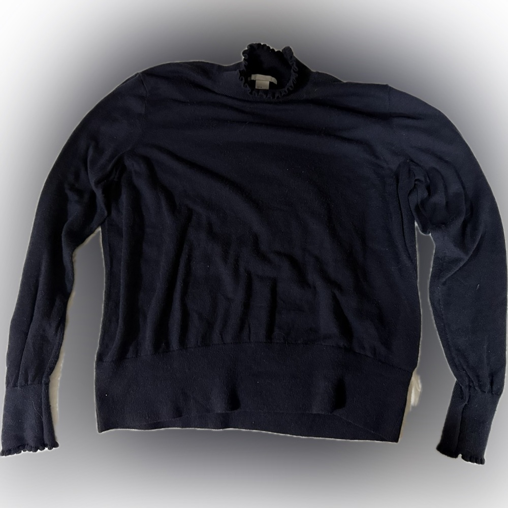 H&M pearl trimmed navy blue sweater & long sleeve top for fall and winter -cozy